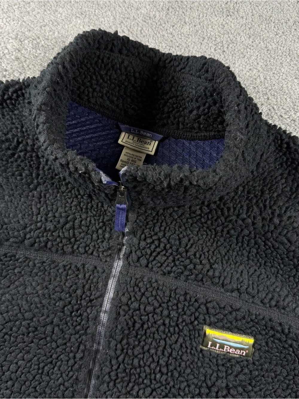 LL Bean Mountain Pile Fleece Sherpa Vest Outdoor Camp Men’s XL Black 502429